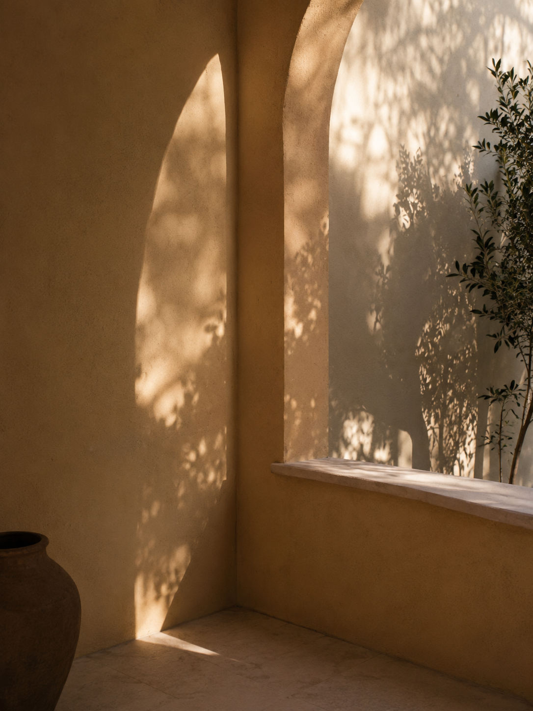 A sunlit corner of the studio